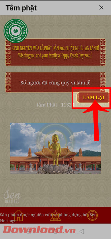 <p><strong>Bước 6:</strong> Cuối cùng quay lại mục Tắm Phật, nếu như bạn muốn thực hiện nghi lễ này