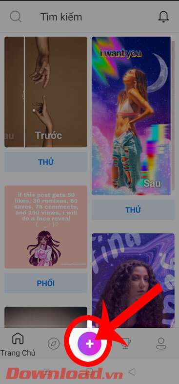 Nhấn vào biểu tượng dấu "+"