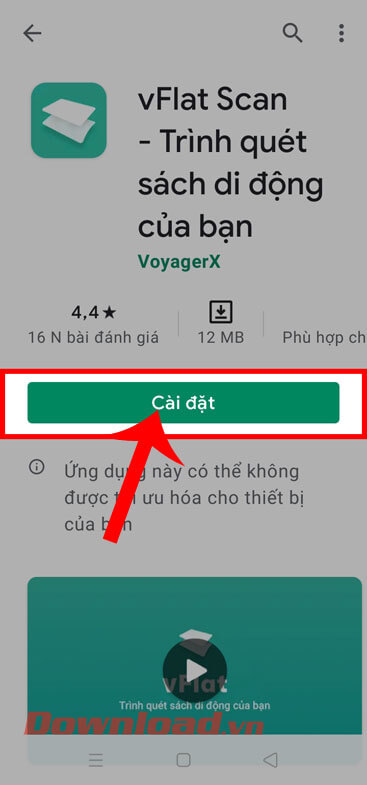 <p><strong>Bước 4:</strong> Lúc này, tại phần download ứng dụng, chạm vào nút<strong> Cài đặt.</strong></p>