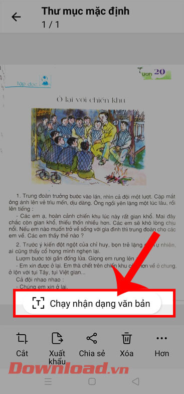 <p><strong>Bước 6:</strong> Để chuyển file scan của ảnh thành text, thì chúng ta sẽ nhấn vào mục <strong>Chạy