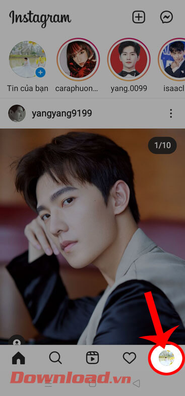 Nhấn vào ảnh đại diện Instagram