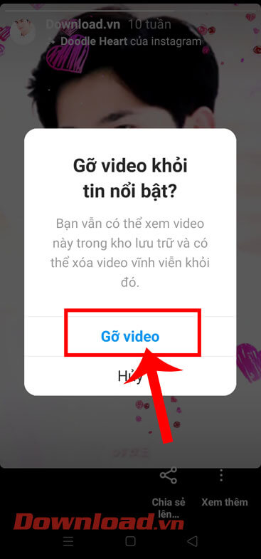 Chạm vào nút Gỡ video