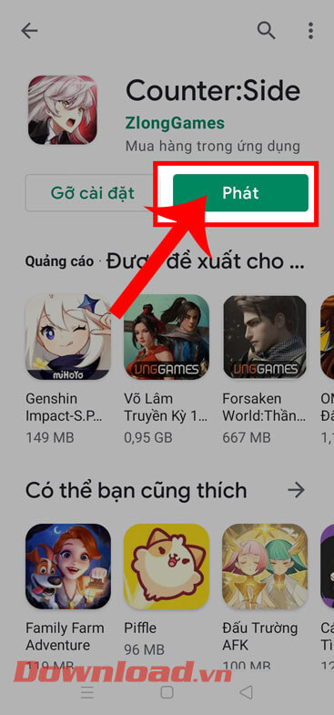 <p><strong>Bước 5:</strong> Chờ trong một lát để quá trình download game được hoàn tất, sau đó, ấn vào