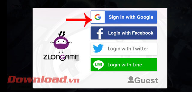 <p><strong>Bước 2: Đăng nhập tài khoản game</strong> của mình bằng tài khoản:<em> Google, <a href="https://download.com.vn/facebook-8289">Facebook</a>,