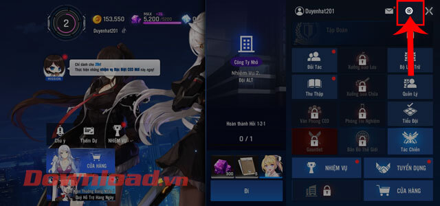 Chạm vào mục biểu tượng Cài đặt