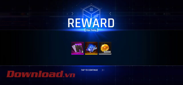 Phần thưởng sau khi nhập mã code game