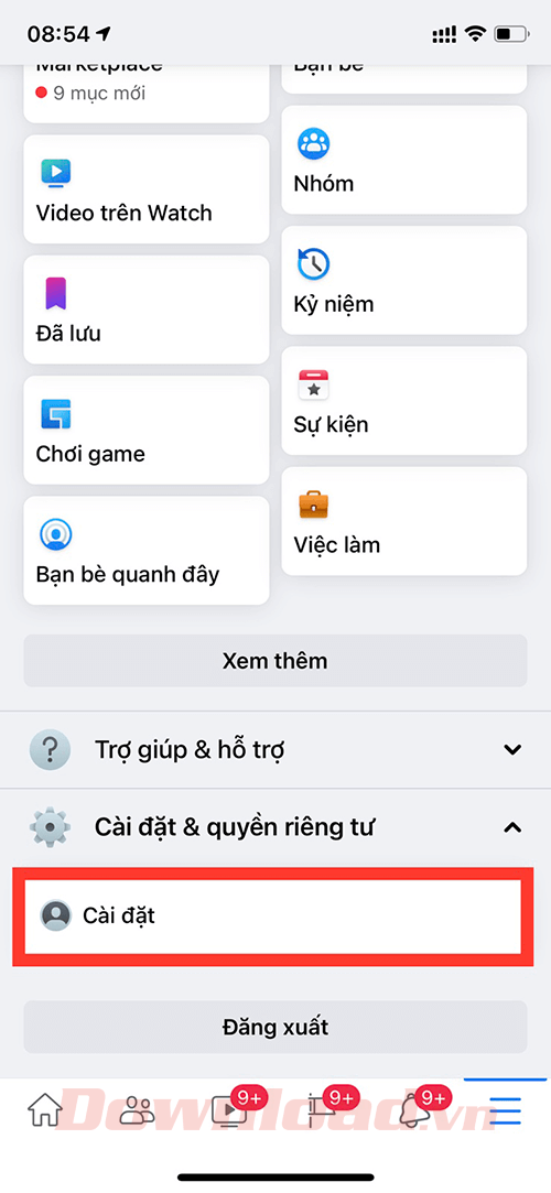 <p><strong>Bước 3:</strong> Tiếp theo, ấn vào mục <strong>Cài đặt</strong>.</p>