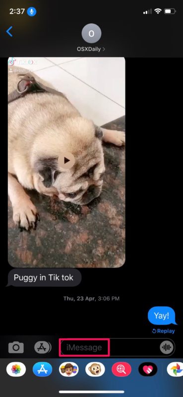 <p>6. Giờ nói <strong>tap iMessage</strong> - chạm iMessage và bắt đầu đọc tin nhắn muốn gửi.</p>