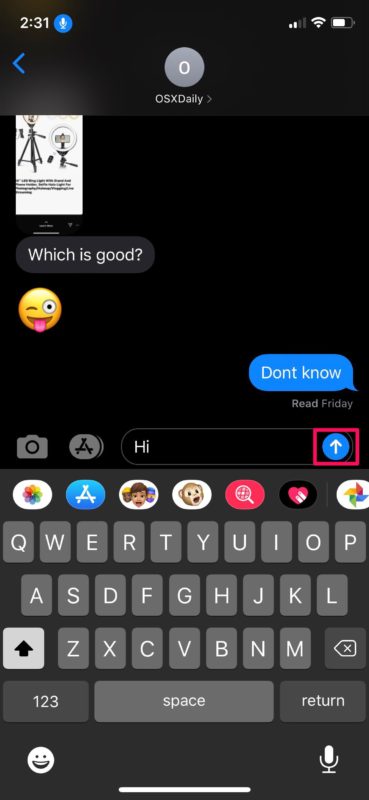 <p>7. Sau khi hoàn tất tin nhắn muốn gửi, nói<strong> long-press send</strong> - nhấn giữ một lúc để