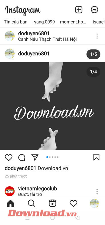 Bài viết đã được đăng lên Instagram