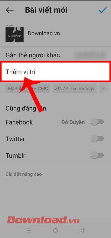 Ấn vào mục Thêm vị trí