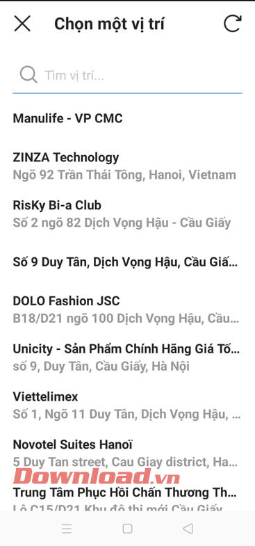 Tìm kiếm vị trí