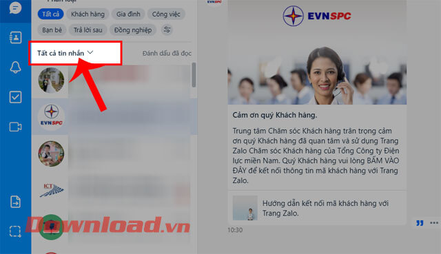 <p><strong>Bước 2:</strong> Ở giao diện chính của Zalo trên PC, hãy click chuột vào mục <strong>Tất