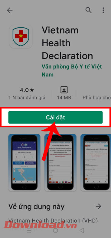 <p><strong>Bước 3:</strong> Ở phần tải của ứng dụng lúc này, hãy ấn vào nút <strong>Cài đặt.</strong></p>