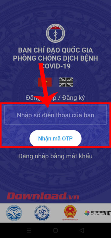 <p><strong>Bước 1:</strong> Tại màn hình đăng nhập của ứng dụng, <strong>nhập số điện thoại</strong>