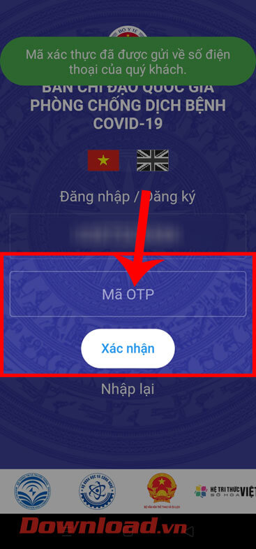 <p><strong>Bước 2:</strong> Lúc này hệ thống của ứng dụng sẽ gửi mã xác thực vào số điện thoại của mình,