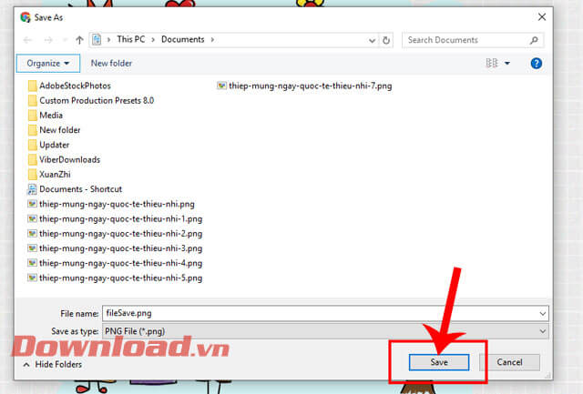 Lưu file tấm thiệp