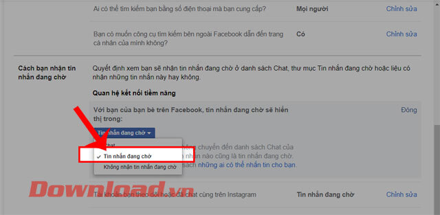 <p><strong>Bước 6:</strong> Tiếp theo, hãy chọn mục <strong>Tin nhắn đang chờ</strong>, để thiết lập