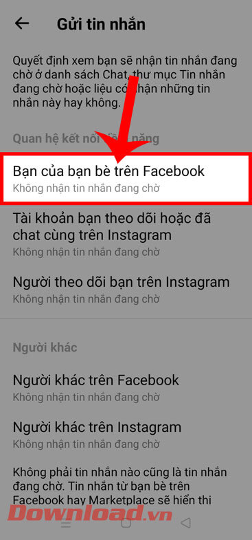 <p><strong>Bước 5:</strong> Tại mục <em>Quan hệ kết nối tiềm năng</em>, nhấn vào mục <strong>Bạn của