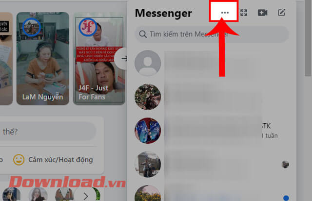 <p><strong>Bước 3:</strong> Trong phần <em>Messenger của Facebook</em>, nhấn vào <strong>biểu tượng