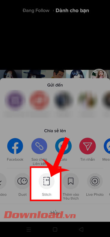 Ấn vào mục Stitch