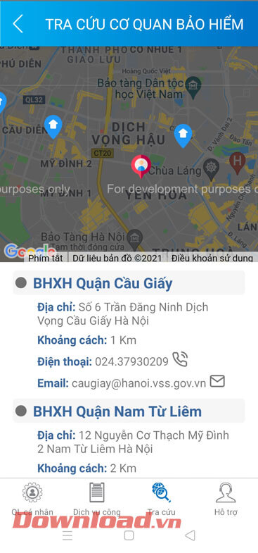 <p><strong>Bước 4:</strong> Trên màn hình khi này sẽ hiển thị<strong> các địa điểm cơ quan BHXH trên