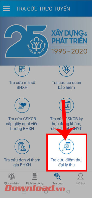 <p><strong>Bước 1:</strong> Cũng tại mục <em>Tra cứu trực tuyến của VssID</em> khi này, ấn vào mục <strong>Tra