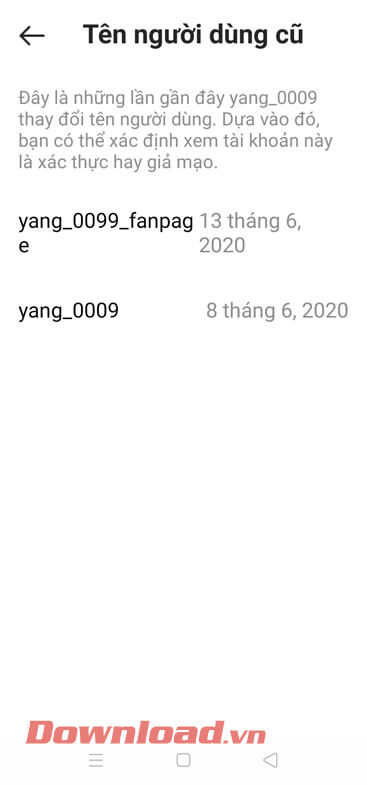 Thời gian và tên đã được đổi trên Instagram
