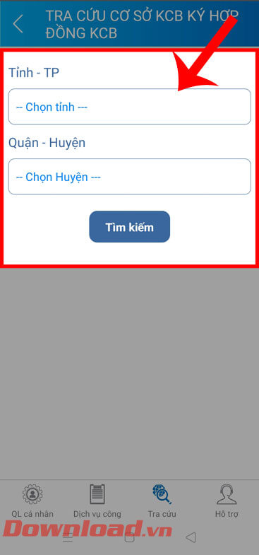 <p><strong>Bước 4:</strong> <strong>Chọn tỉnh/thành phố và quận/huyện</strong> mà mình đang sinh sống,