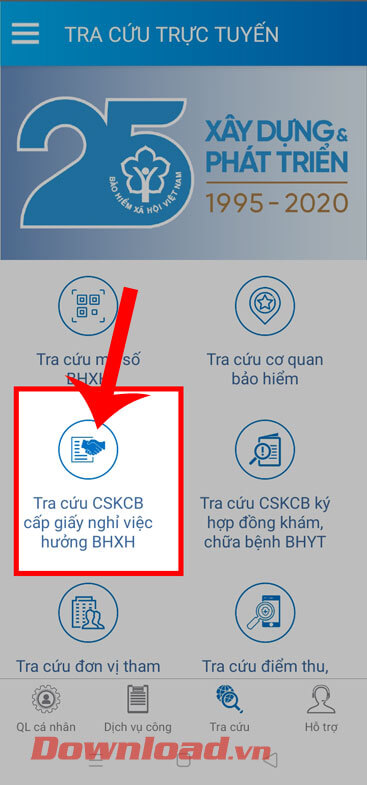 <p><strong>Bước 1:</strong> Cũng tại mục <em>Tra cứu trực tuyến</em> của ứng dụng VssID, hãy nhấn vào