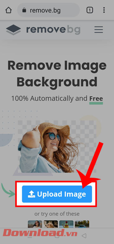 Nhấn vào nút Upload Image