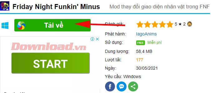 <ol>
<li><strong>Download mod Friday Night Funkin’ Minus</strong> trên Download.com.vn bằng cách click