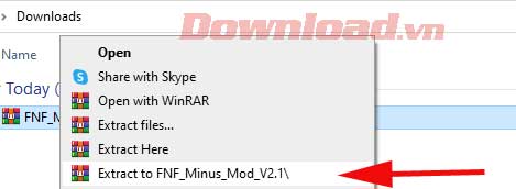 <p>3. Tới file tải FNF Minus Mod trên máy tính, rồi giải nén nó tới vị trí bạn muốn cài đặt game.</p>