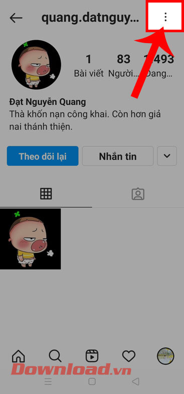 <p><strong>Bước 3:</strong> Tại trang cá nhân tài khoản mà mình muốn hạn chế, nhấn vào <strong>biểu