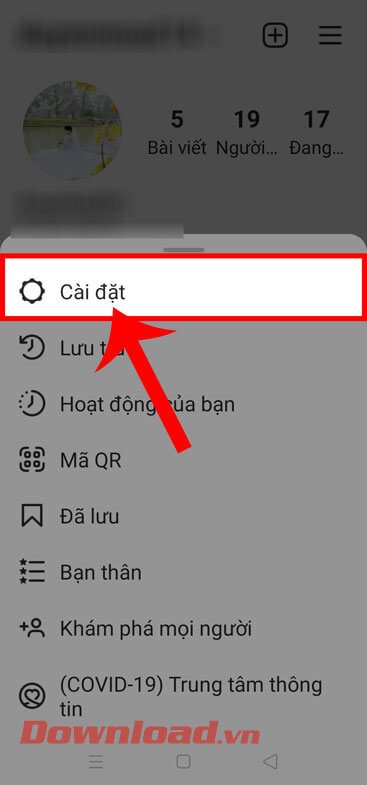 <p><strong>Bước 3:</strong> Sau đó, hãy chạm vào mục <strong>Cài đặt.</strong></p>