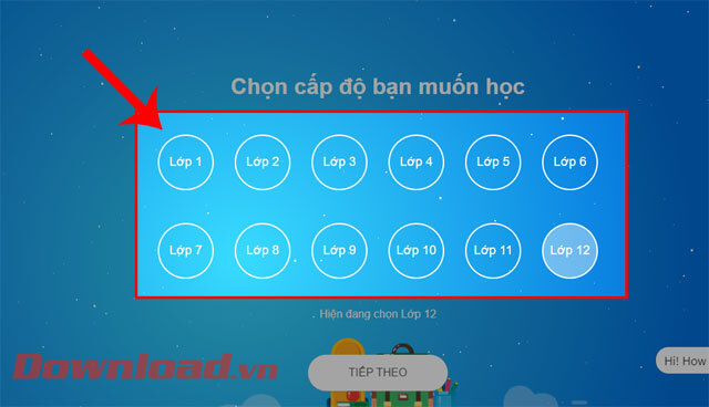 Chọn cấp độ học