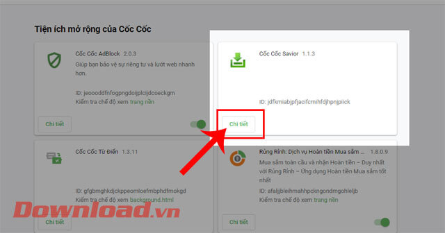 Click chuột vào nút Chi tiết