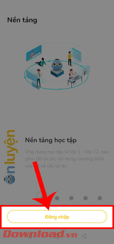 <p><strong>Bước 1:</strong> Ở phần giới thiệu ứng dụng khi này, hãy ấn vào nút <strong>Đăng nhập</strong>