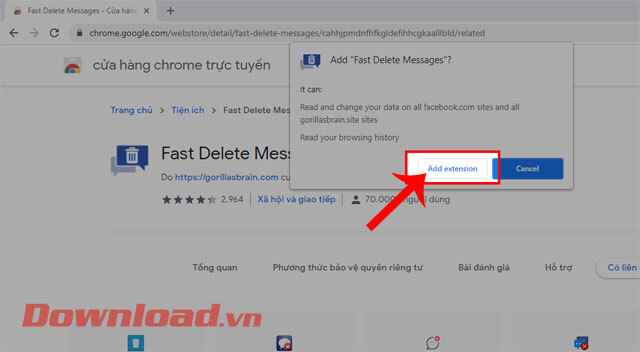 Ấn vào nút Add extensions