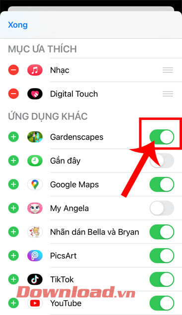 <p><strong>Bước 3: Gạt công tắc sang phía bên trái</strong>, tại ứng dụng Sticker mà mình muốn xóa bỏ.</p>