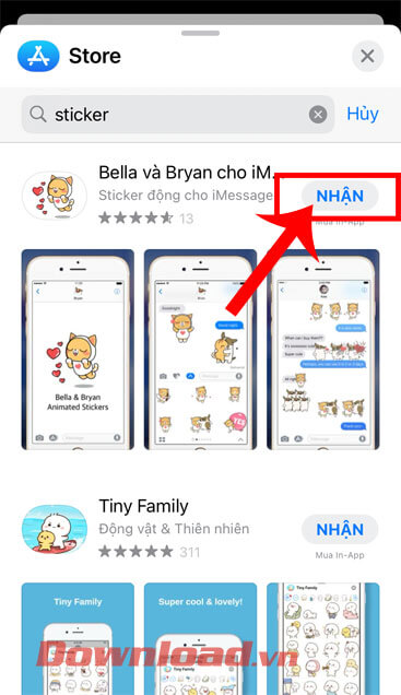 <p><strong>Bước 6:</strong> Trên màn hình khi này, sẽ hiển thị rất nhiều ứng dụng nhãn dán ấn tượng.