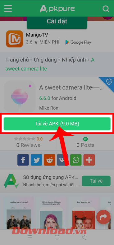 <p><strong>Bước 2: </strong>Tại trang chủ tải ứng dụng này, hãy nhấn vào nút <strong>Tải về APK.</strong></p>