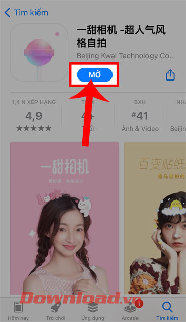 <p><strong>Bước 6:</strong> Chờ một lát để quá trình tải ứng dụng được hoàn tất, rồi ấn vào nút <strong>Mở.</strong></p>