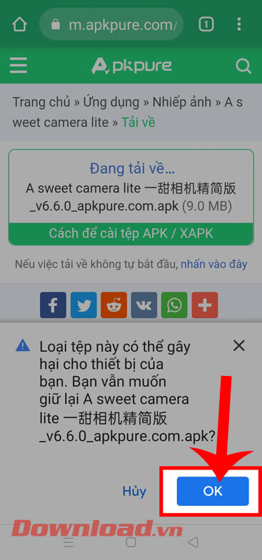 <p><strong>Bước 3:</strong> Lúc này phía dưới màn hình xuất hiện cửa sổ thông báo “<em>Loại tệp này