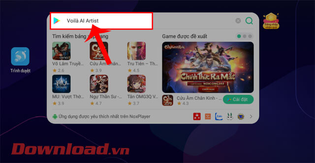 <p><strong>Bước 3:</strong> Nhập từ khóa <em><strong>"Voilà AI Artist"</strong></em>, sau đó bấm vào