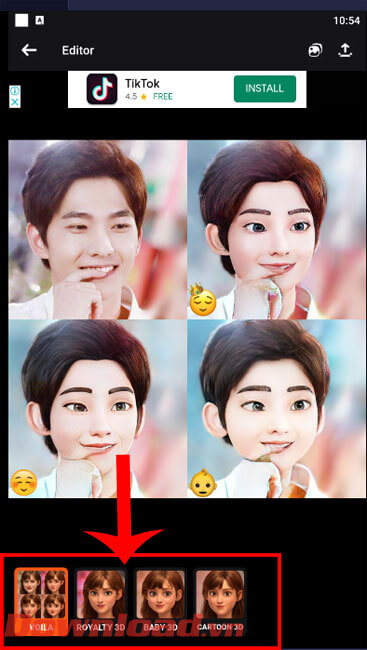 <p><strong>Bước 5: </strong>Khi đã tạo xong hình ảnh hoạt hình, ở phía bên dưới có 4 chế độ hình ảnh