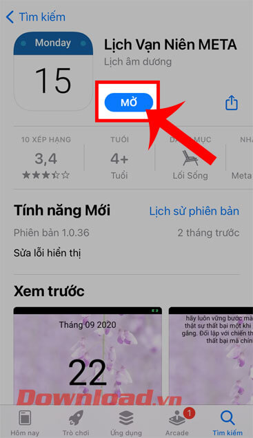 <p><strong>Bước 3:</strong> Tiếp theo, chạm vào nút<strong> Mở</strong> để bắt đầu sử dụng ứng dụng