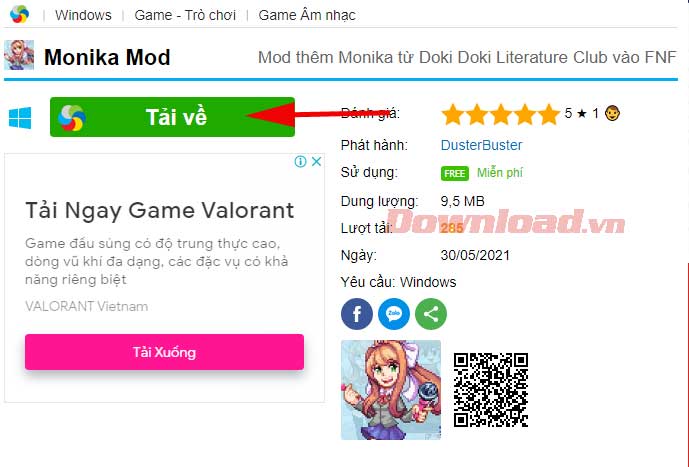<p>1. Nhấn <strong>Tải về </strong>để download Friday Night Funkin Monika Mod.</p>
<p><iframe src="https://download.com.vn/service/embed/155235"