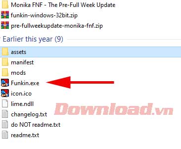 <p>5. Click <strong>Funkin.exe </strong>để vào game Friday Night Funkin' và chơi Monika mod ngay.</p>