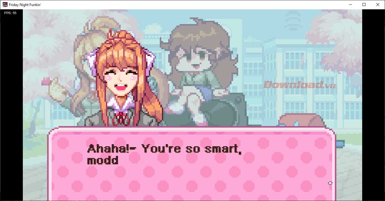 <p>4. Monika sẽ trò chuyện với bạn trước khi vào cuộc thi âm nhạc trong <strong>Friday Night Funkin'</strong>.</p>